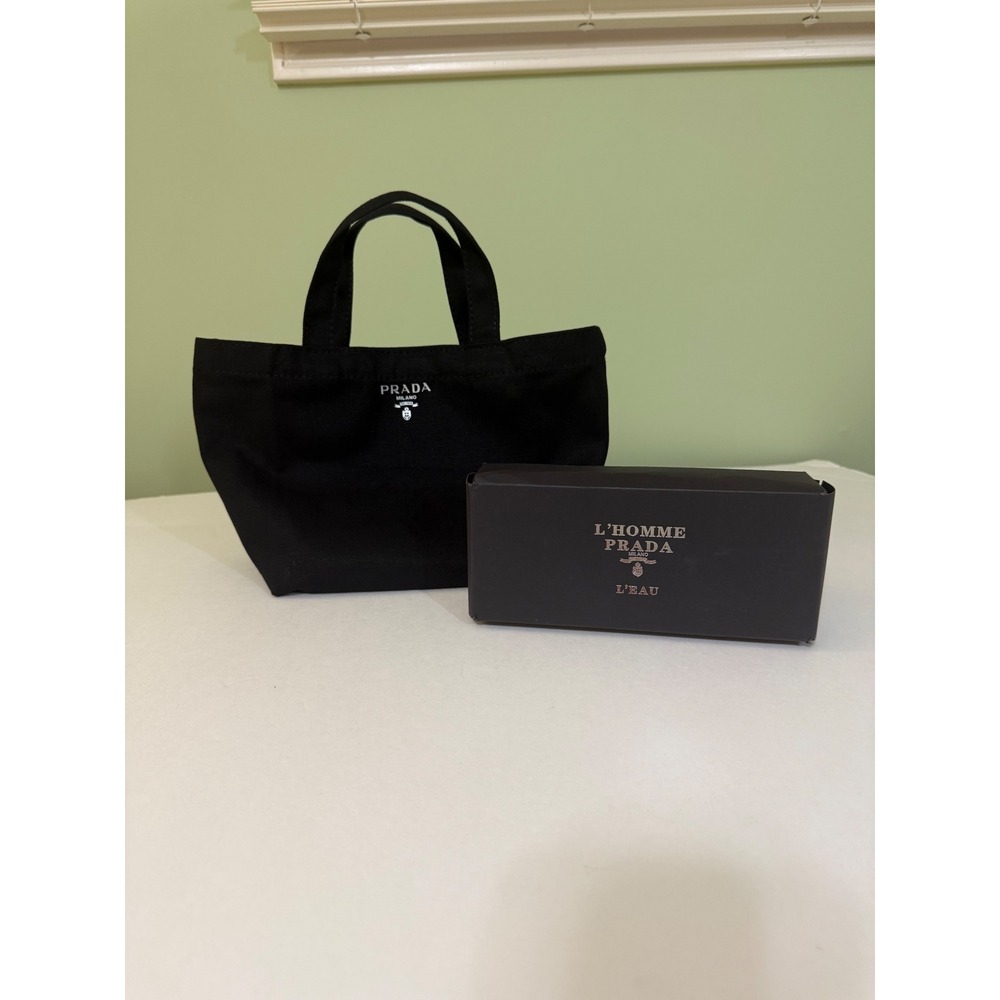 NEW Prada Milano Black Canvas Mini Bag Logo luxury minimalist chic
